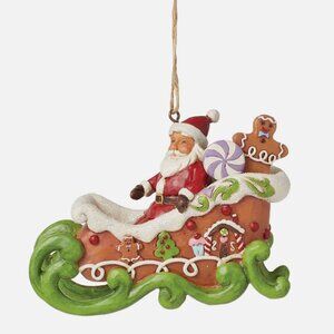 Jim Shore Heartwood Creek Santa Ornament Gingerbread Sleigh Christmas 6015508